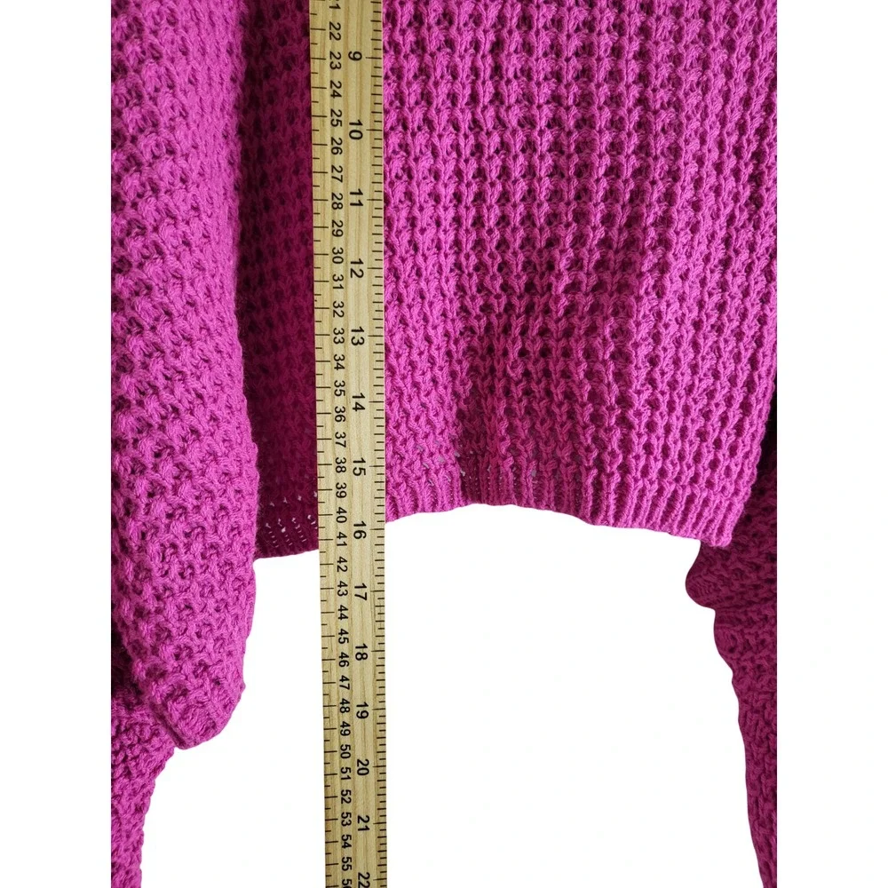 Nasty Gal Collection Magenta Ultra Cropped Waffle Knit Sweater Sz L Grunge Chic